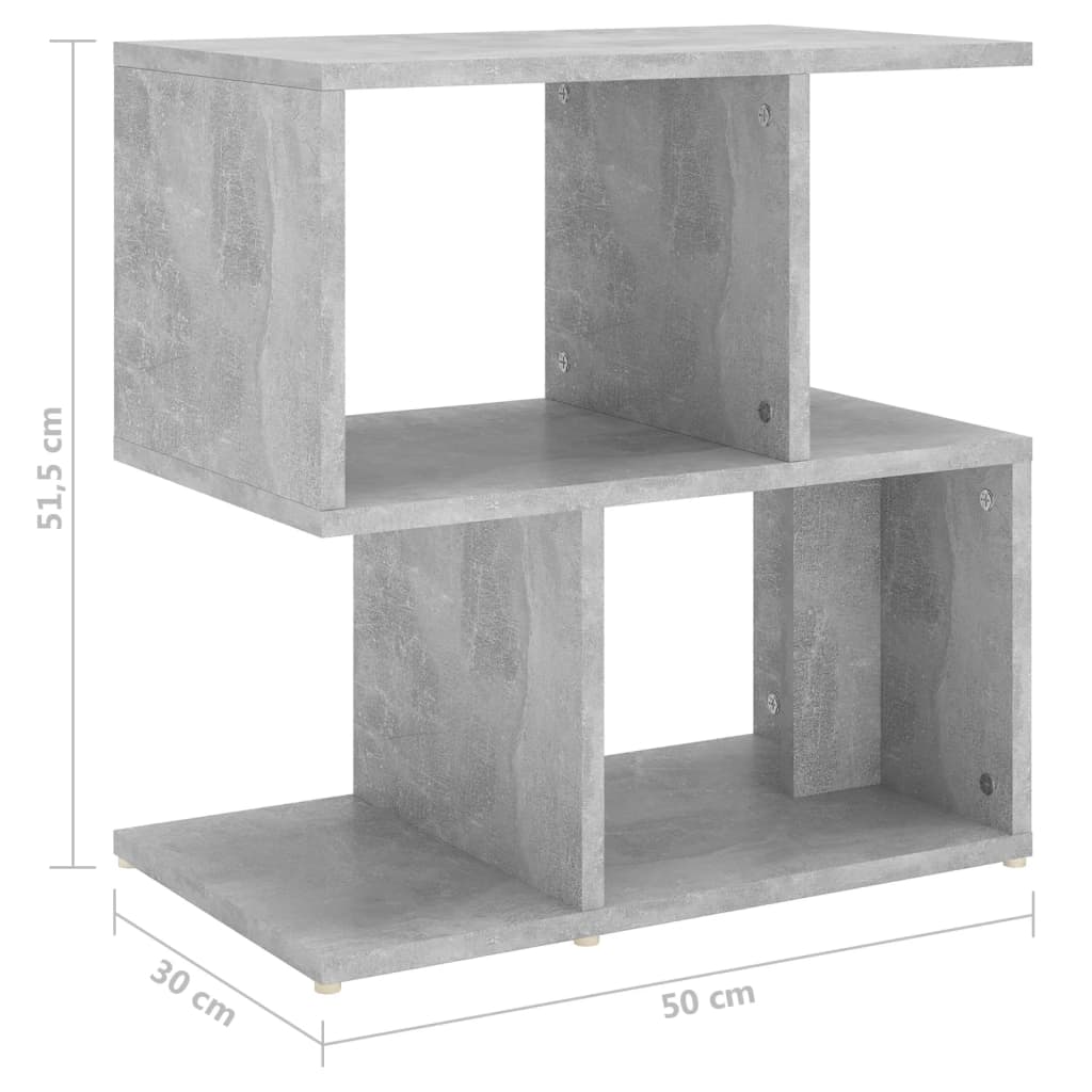 vidaXL Κομοδίνο Γκρι Σκυροδέματος 50 x 30 x 51,5 εκ. από Επεξ. Ξύλο