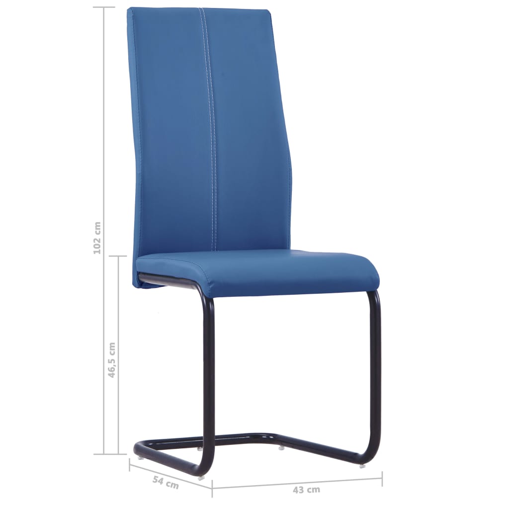 vidaXL Καρέκλες Τραπεζαρίας «Πρόβολος» 4 τεμ. Μπλε από Συνθετικό Δέρμα