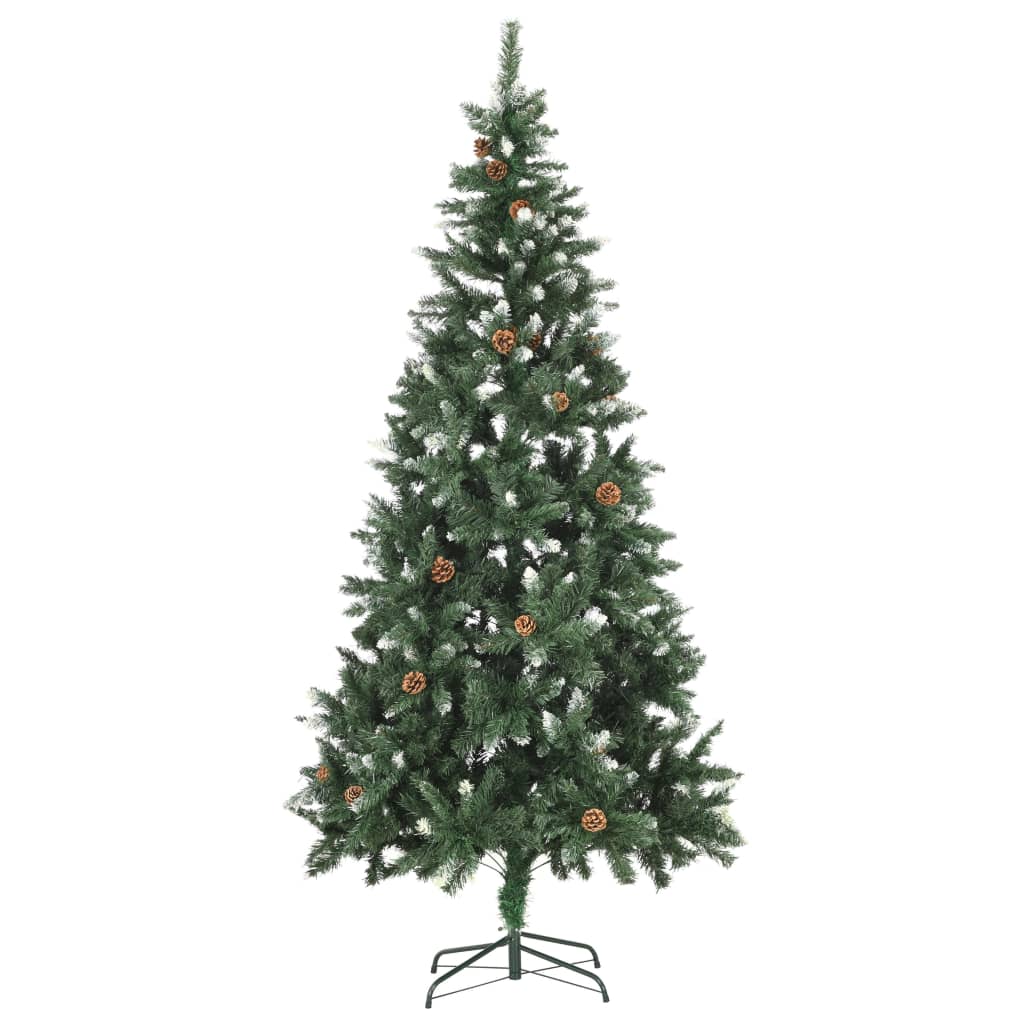 vidaXL Χριστουγεννιάτικο Δέντρο 210 εκ. με Κουκουνάρια/Λευκό Γκλίτερ