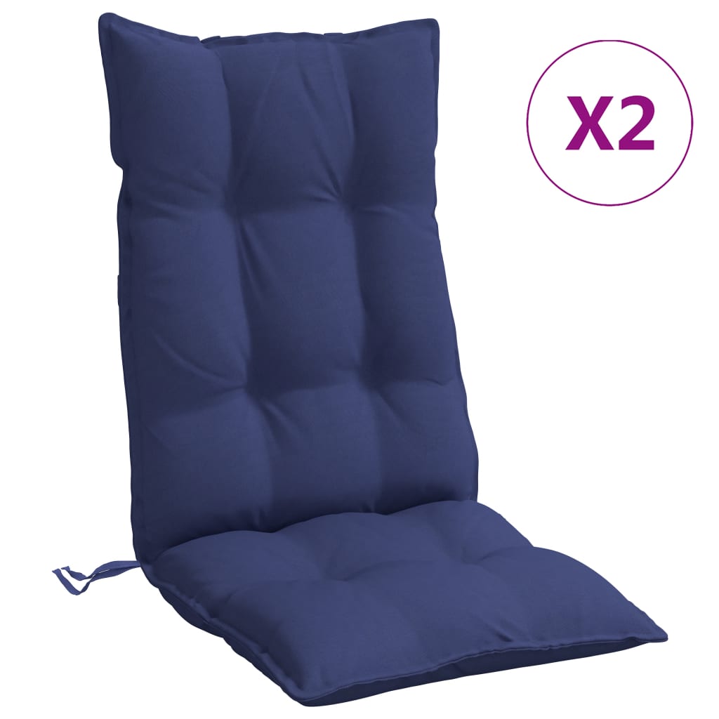 vidaXL Μαξιλάρια Καρέκλας με Πλάτη 2 τεμ. Ναυτικό Μπλε Ύφασμα Oxford