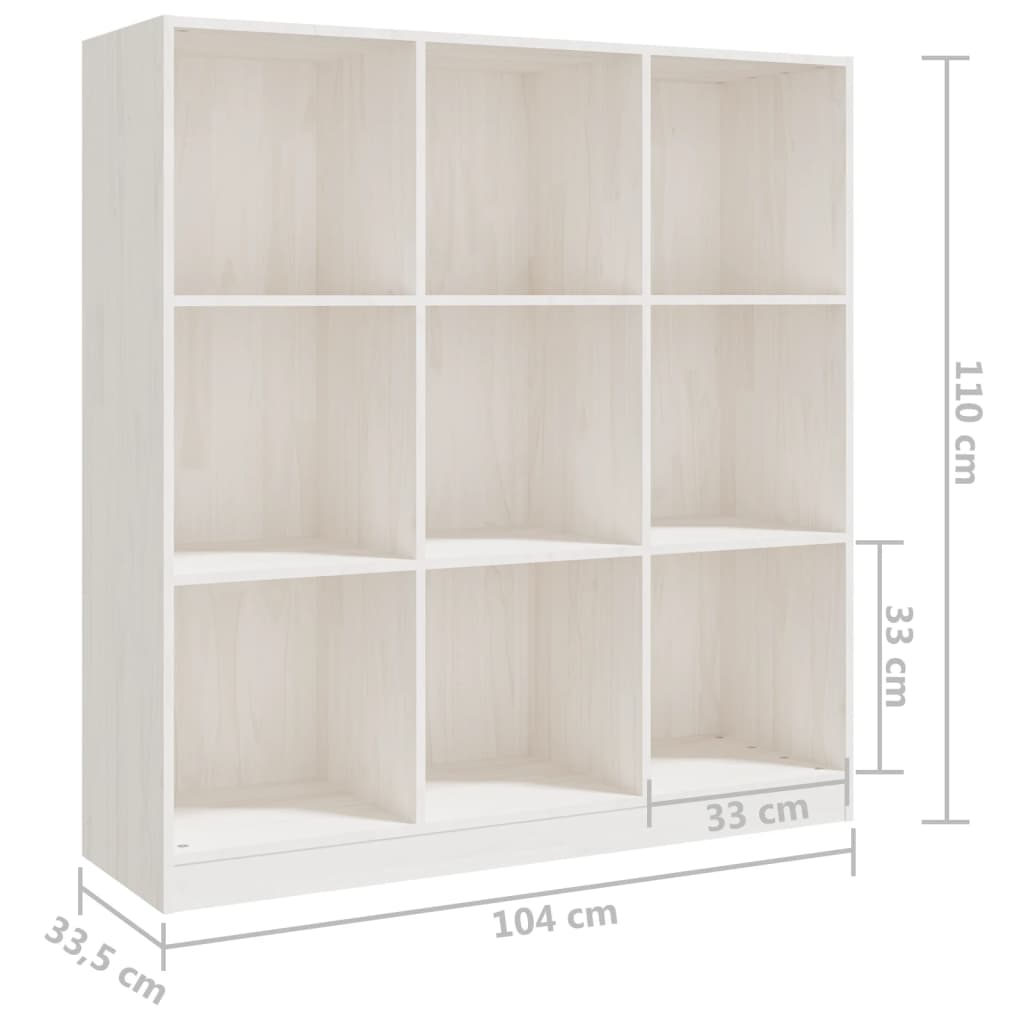 vidaXL Βιβλιοθήκη/Διαχωριστικό Χώρου Λευκό 104x33,5x110 εκ Μασίφ Πεύκο