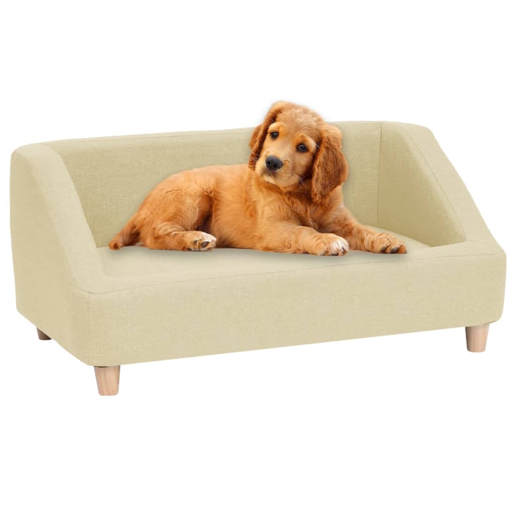 vidaXL Καναπές - Κρεβάτι Σκύλου Κρεμ 85 x 50 x 39 εκ. από Λινό Ύφασμα
