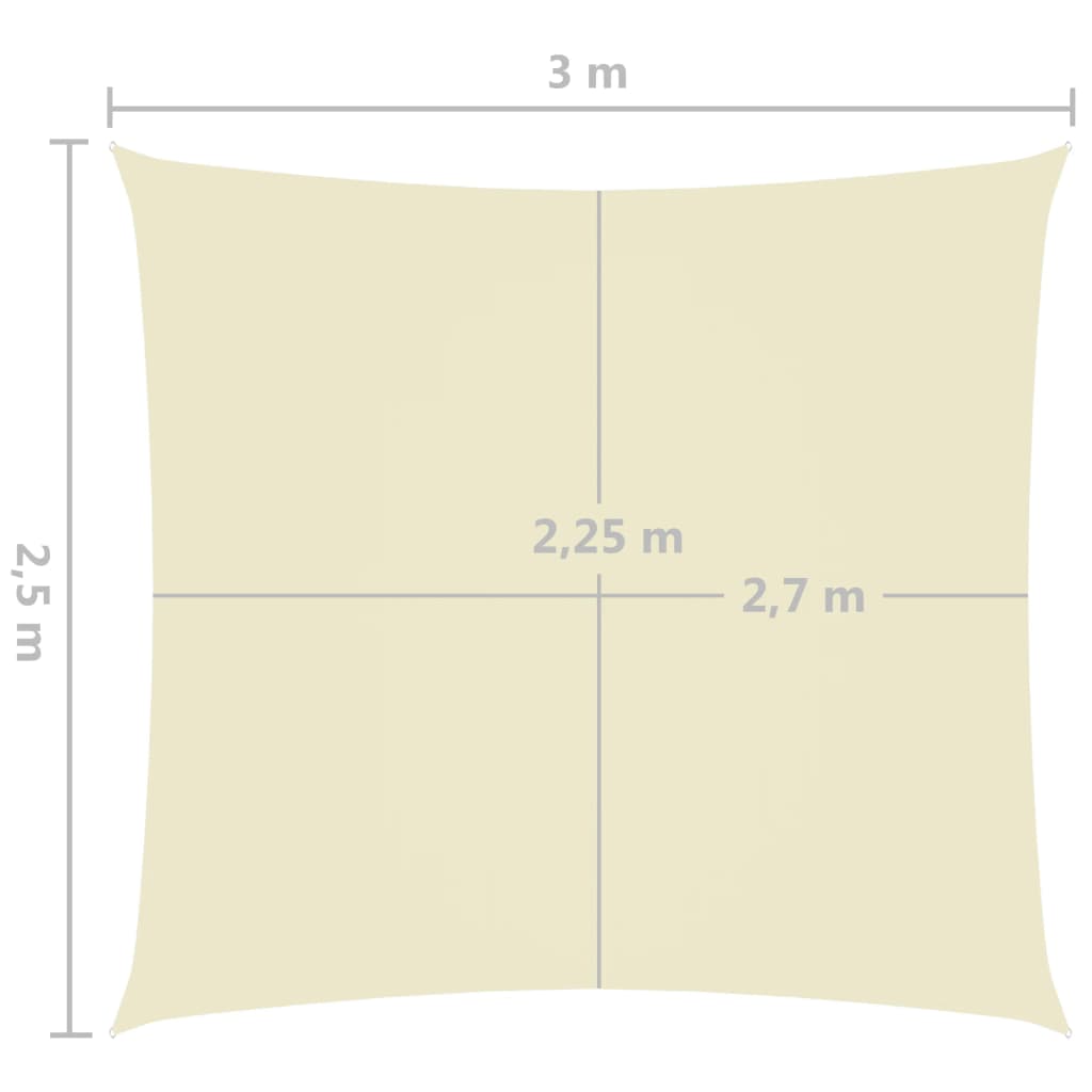 vidaXL Πανί Σκίασης Ορθογώνιο Κρεμ 2,5 x 3 μ. από Ύφασμα Oxford