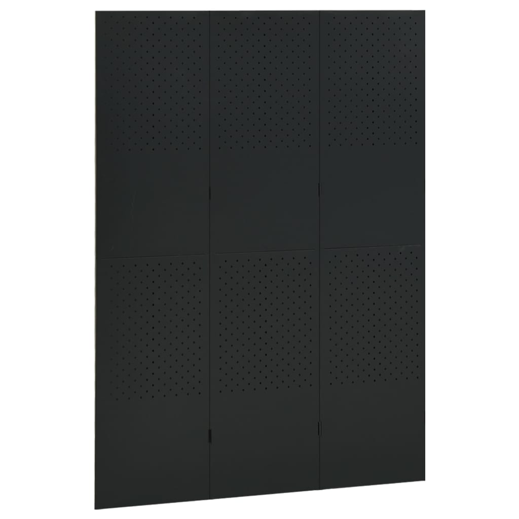 vidaXL Διαχωριστικό Δωματίου με 3 Πάνελ Μαύρο 120 x 180 εκ. από Ατσάλι