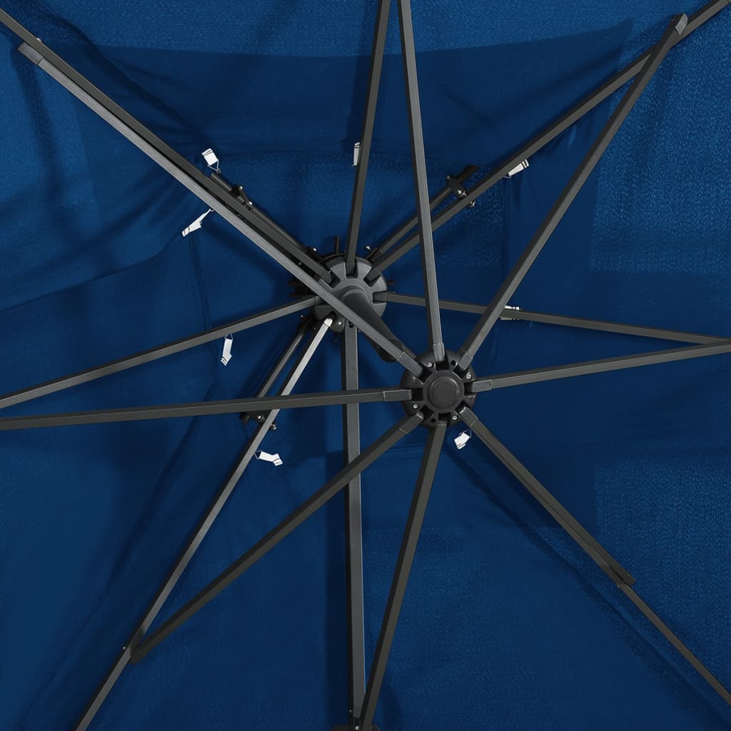 vidaXL Ομπρέλα Κρεμαστή με Διπλή Οροφή Αζούρ Μπλε 250 x 250 εκ.