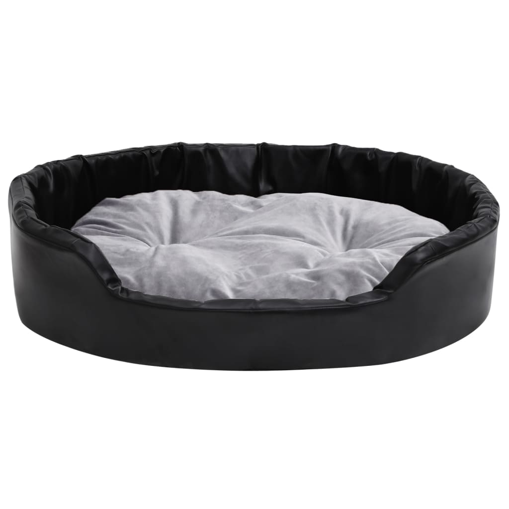 vidaXL Κρεβάτι Σκύλου Μαύρο/Γκρι 90 x 79 x 20 εκ. Βελουτέ/Συνθ. Δέρμα