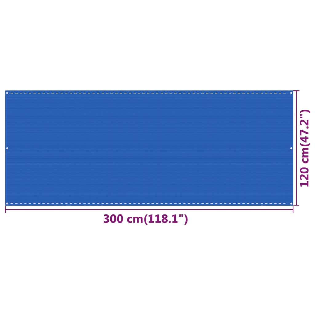 vidaXL Διαχωριστικό Βεράντας Μπλε 120x300 εκ. από HDPE