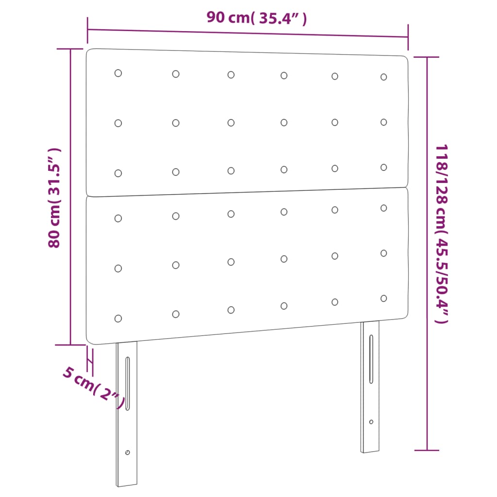 vidaXL Κεφαλάρια Κρεβατιού 2 τεμ. Κρεμ 90x5x78/88 εκ. Υφασμάτινο