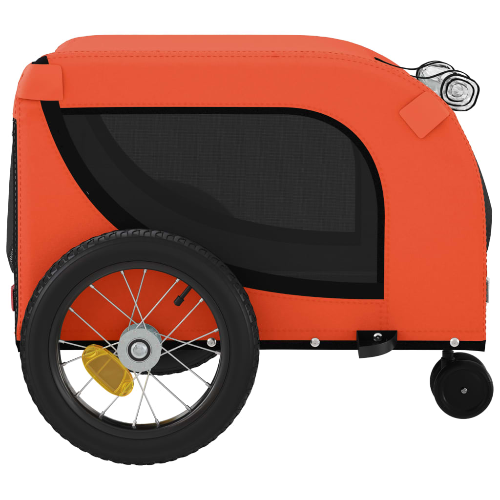 vidaXL Τρέιλερ Ποδηλάτου Κατοικίδιων Πορτοκαλί/Μαύρο Oxford/Σίδηρος