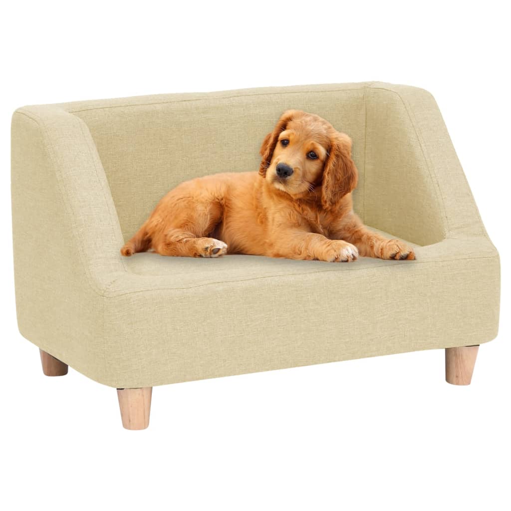 vidaXL Καναπές - Κρεβάτι Σκύλου Κρεμ 60 x 37 x 39 εκ. Λινό Ύφασμα