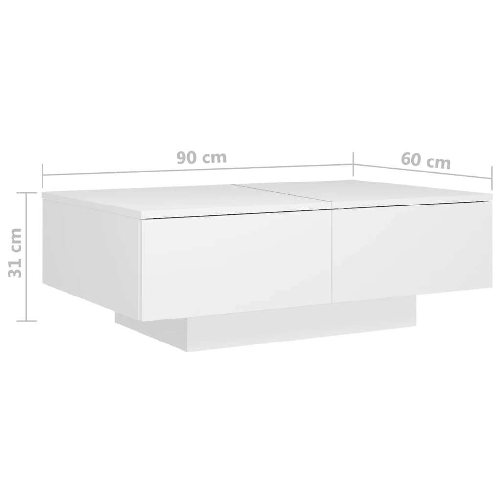 vidaXL Τραπεζάκι Σαλονιού Λευκό 90 x 60 x 31 εκ. από Μοριοσανίδα