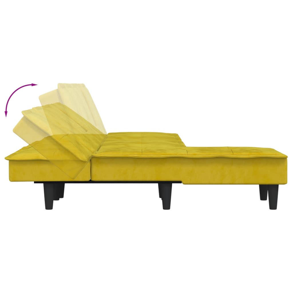 vidaXL Καναπές Κρεβάτι Γωνιακός Κίτρινος 255 x 140 x 70 εκ. Βελούδινος