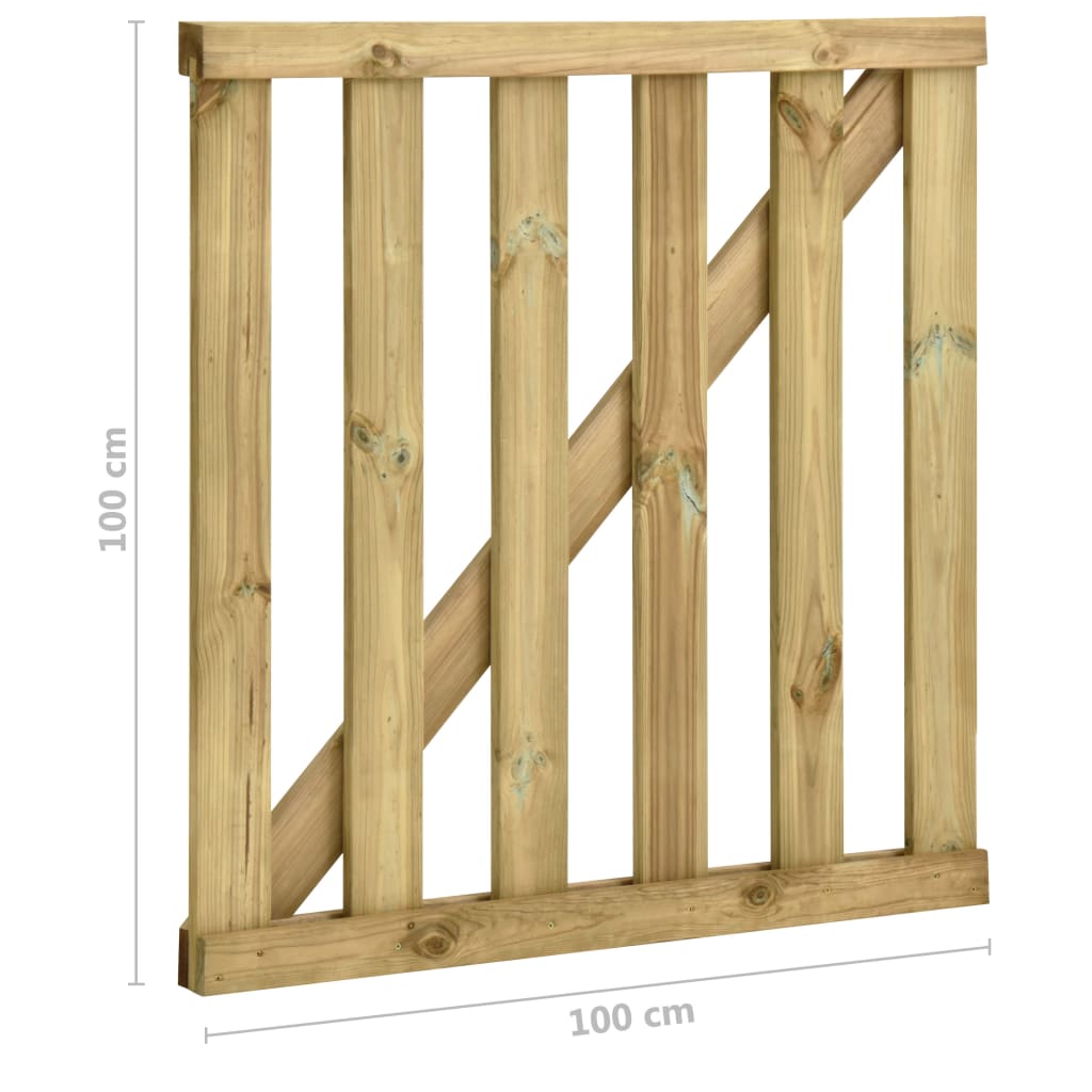vidaXL Πόρτα Φράχτη με Σανίδες 100x100 εκ. από Εμποτισμένο Ξύλο Πεύκου