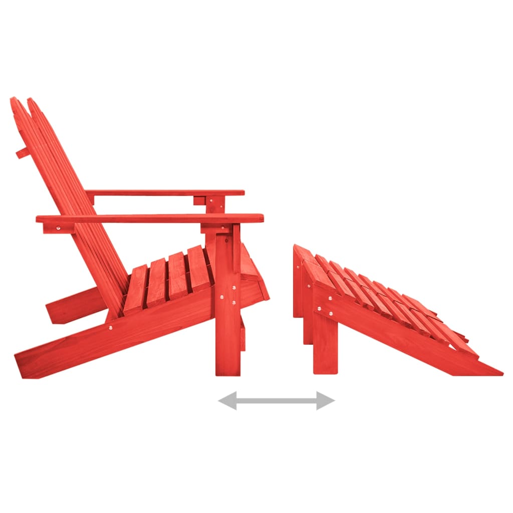 vidaXL Καρέκλα Κήπου Adirondack Διθέσια Κόκκινη Ξύλο Ελάτης & Υποπόδιο