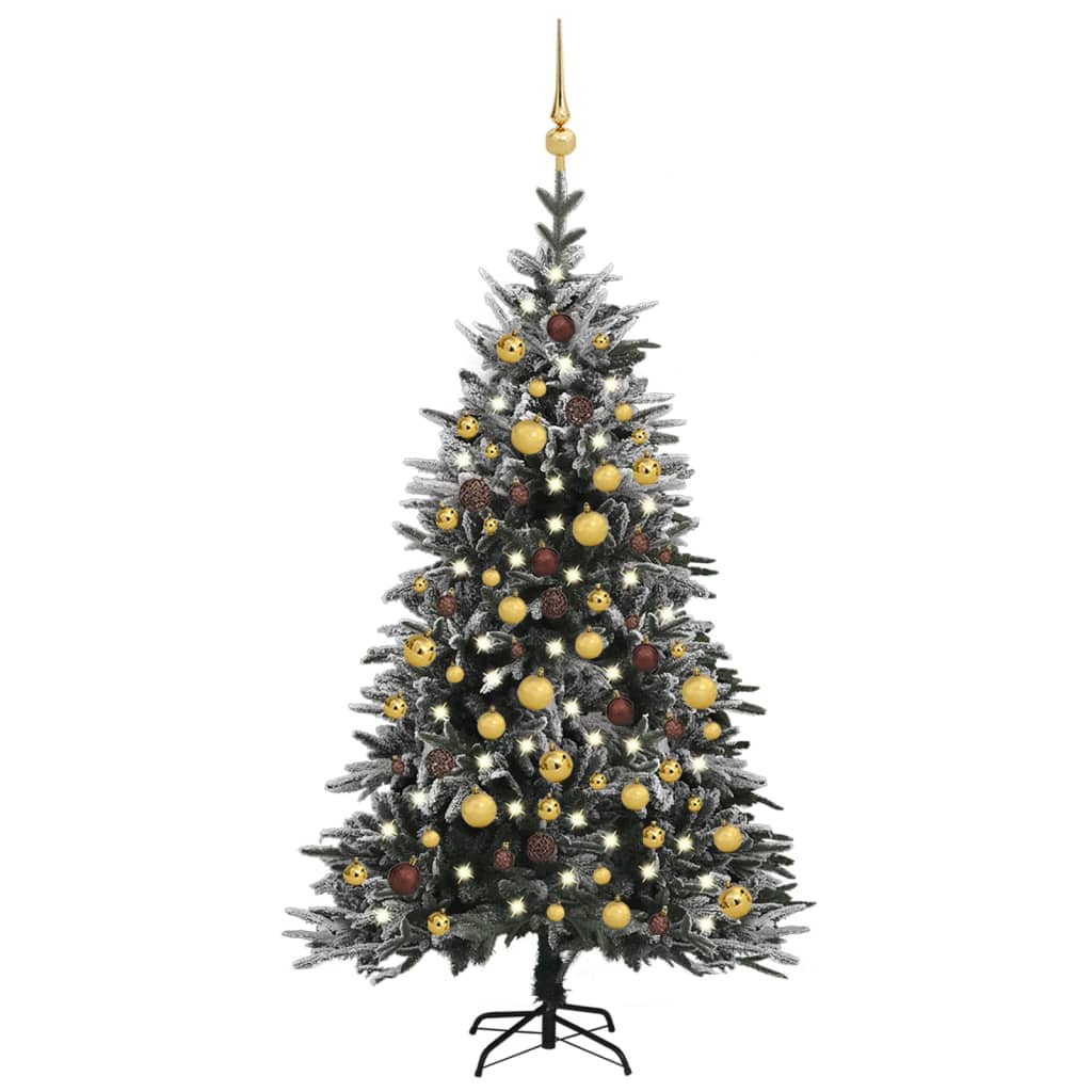 vidaXL Χριστουγεννιάτ. Δέντρο Τεχν. με LED/Μπάλες/Χιόνι 150 εκ. PVC/PE