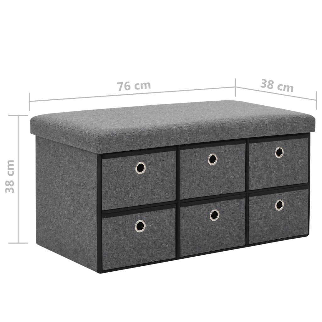 vidaXL Πάγκος Αποθήκευσης Σκούρο Γκρι 76x38x38 εκ. Συνθετικό Λινό