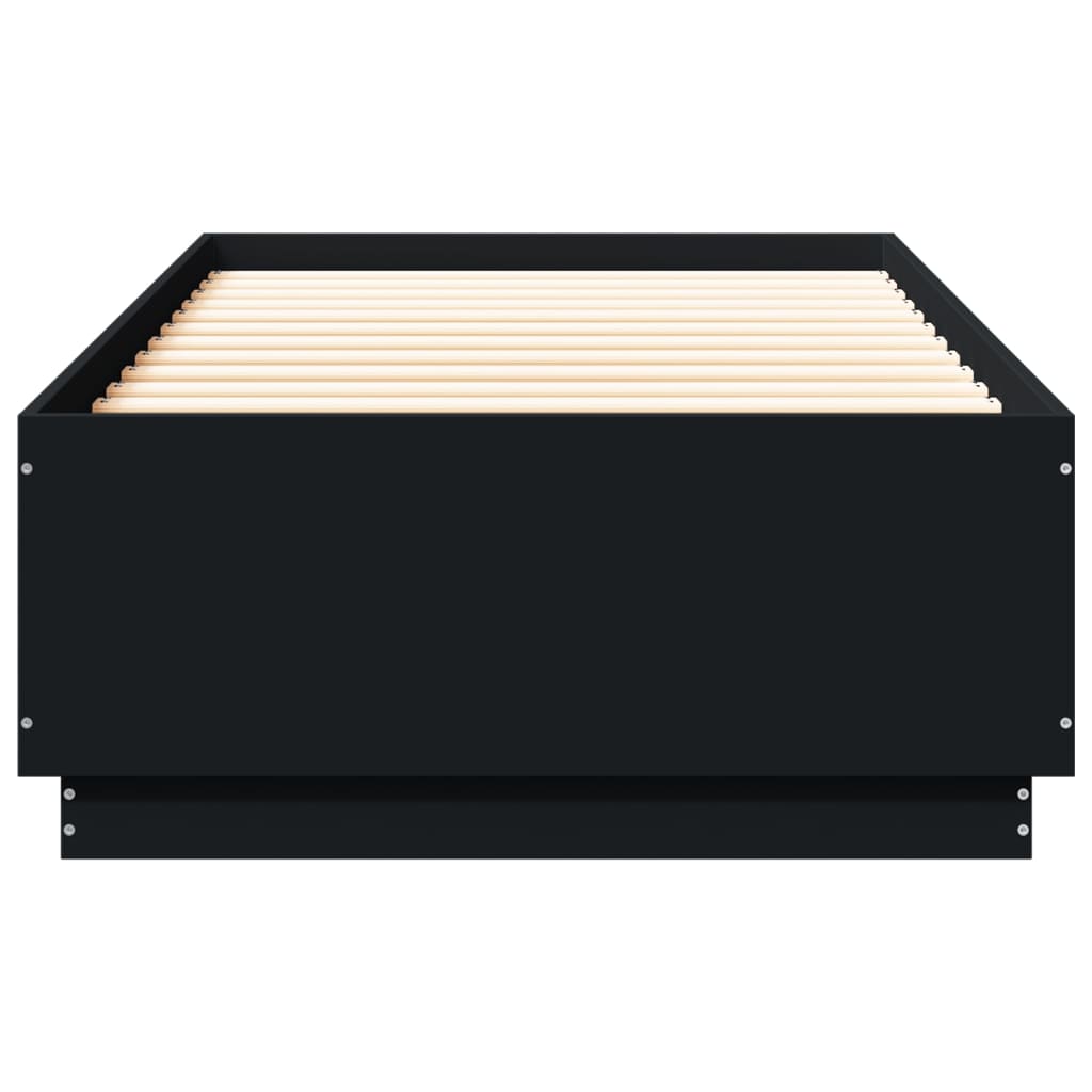 vidaXL Πλαίσιο Κρεβατιού με LED Μαύρο 90x200 εκ. Επεξεργ. Ξύλο