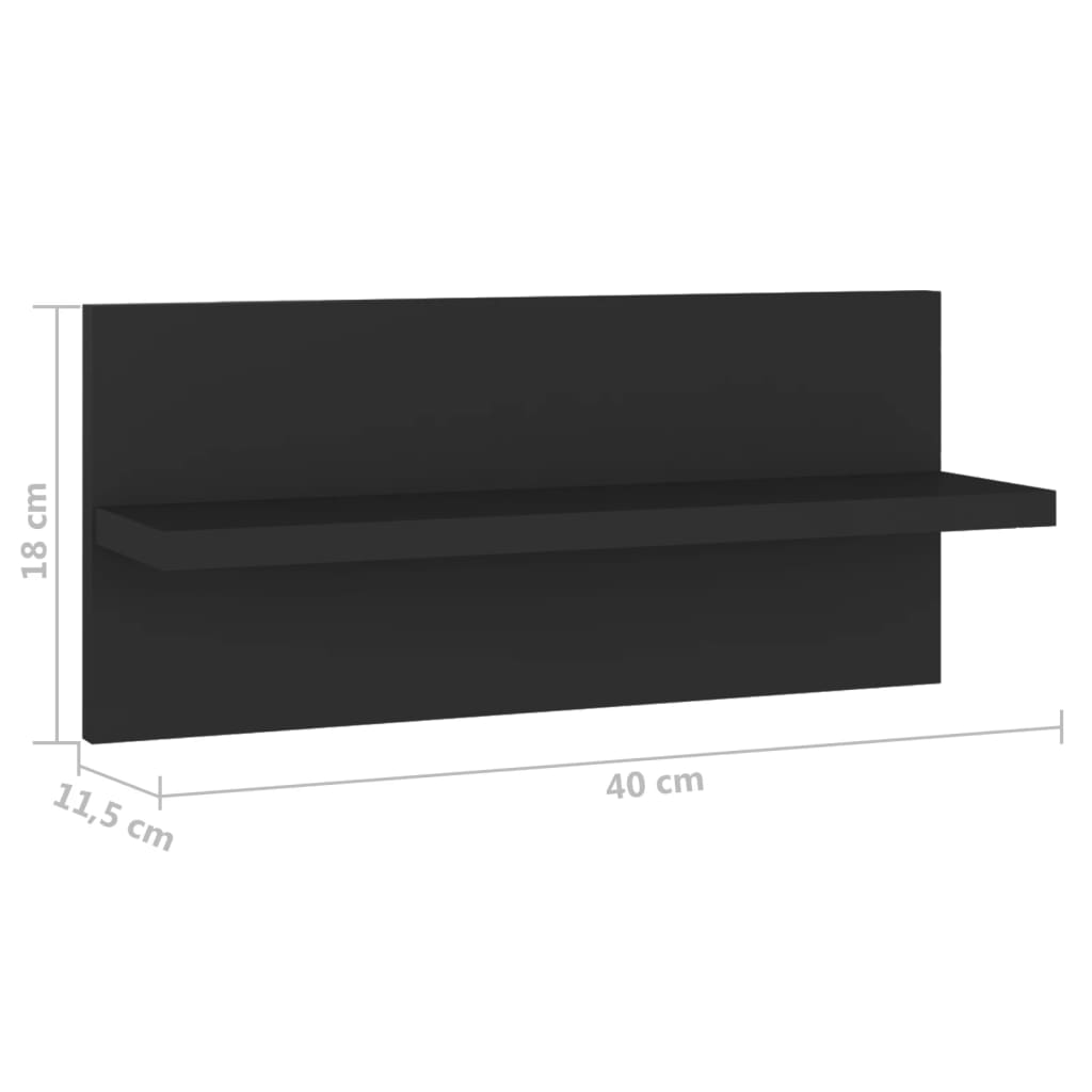 vidaXL Ραφιέρες Τοίχου 4 τεμ. Μαύρες 40 x 11,5 x 18 εκ από Μοριοσανίδα