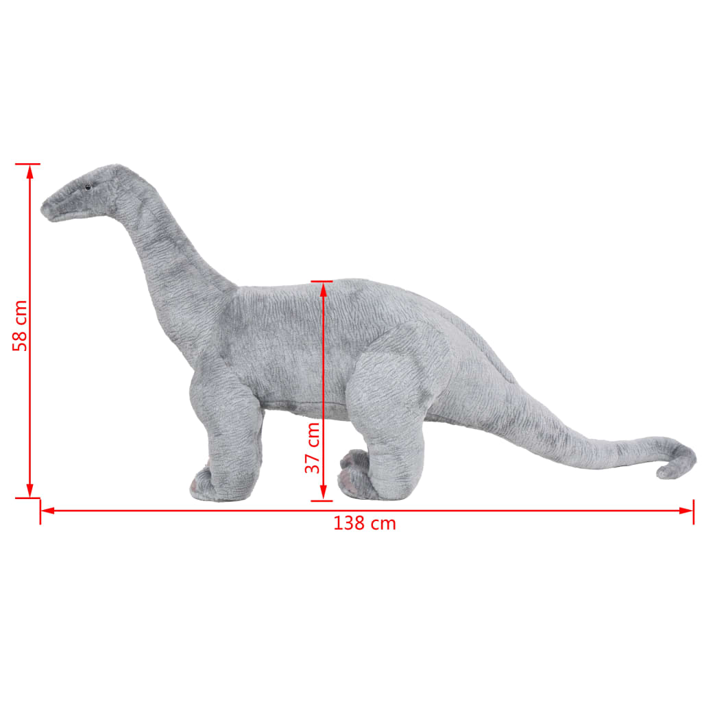 vidaXL Δεινόσαυρος Βραχιόσαυρος σε Όρθια Στάση Γκρι XXL Λούτρινος