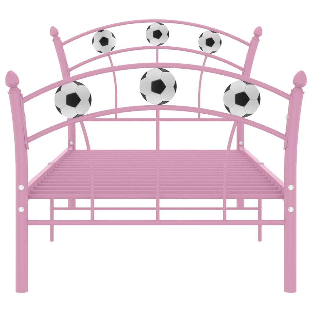 vidaXL Πλαίσιο Κρεβατιού Με Σχέδιο Μπάλα Ροζ 90 x 200 εκ. Μεταλλικό
