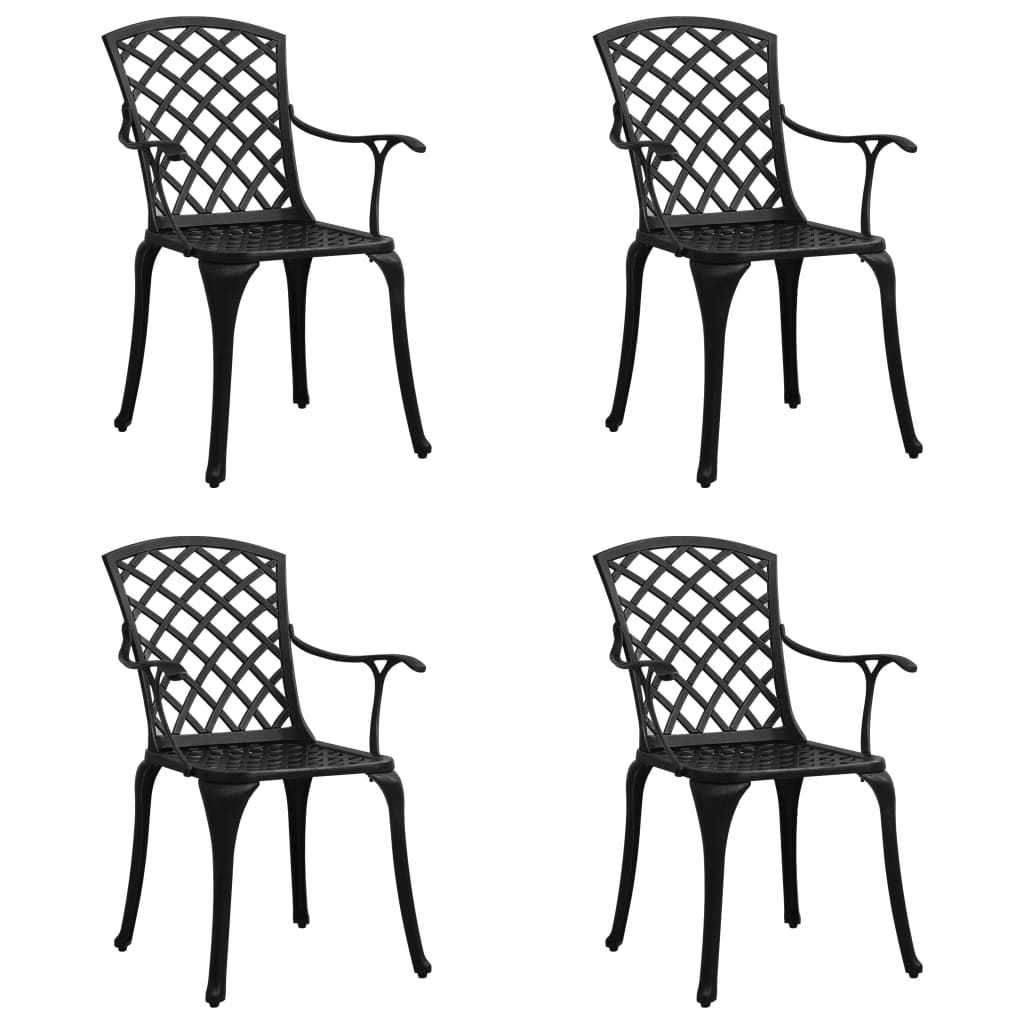 vidaXL Καρέκλες Κήπου 4 τεμ. Μαύρες από Χυτό Αλουμίνιο