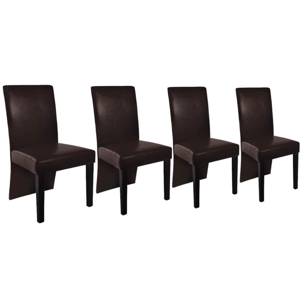 vidaXL Καρέκλες Τραπεζαρίας 4 τεμ. Σκούρο Καφέ από Συνθετικό Δέρμα