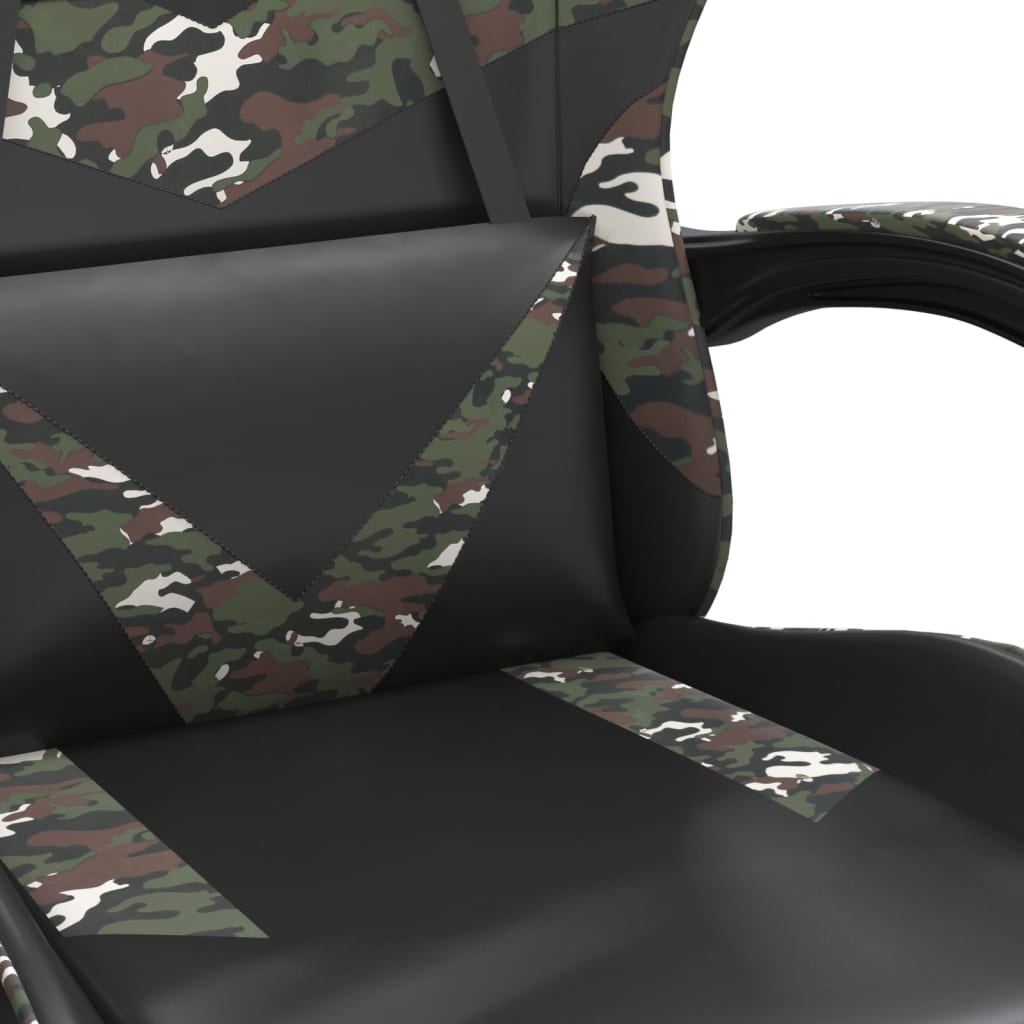 vidaXL Καρέκλα Gaming Μασάζ Υποπόδιο Μαύρη Παραλλαγή Συνθετικό Δέρμα