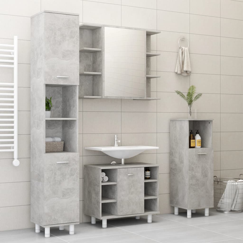 vidaXL Στήλη Μπάνιου Γκρι του Σκυροδέματος 30x30x179 εκ. Μοριοσανίδα