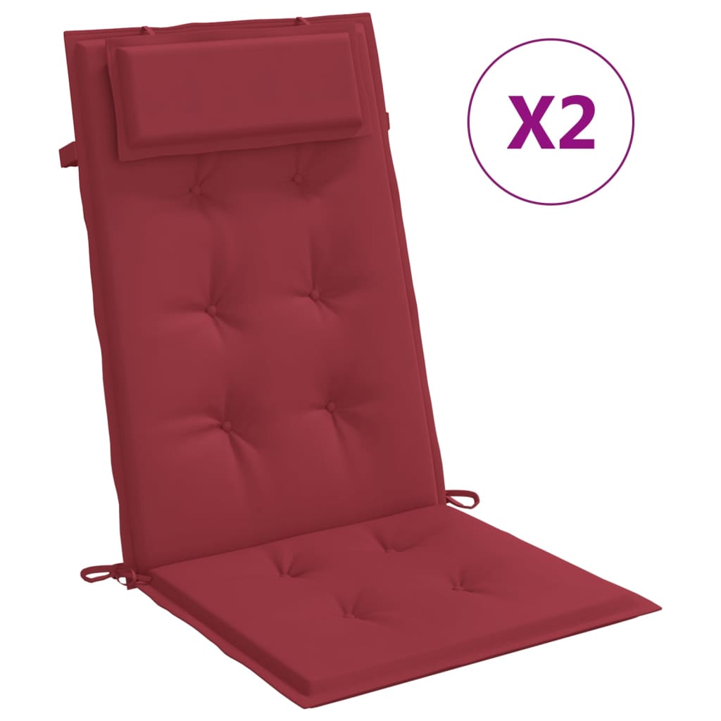 vidaXL Μαξιλάρια Καρέκλας με Πλάτη 2 τεμ. Μπορντό από Ύφασμα Oxford