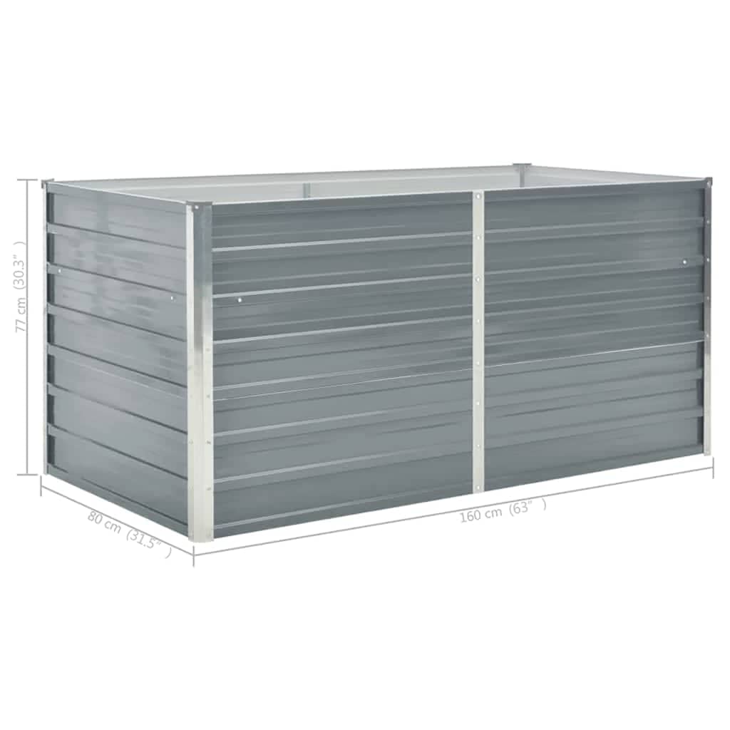 vidaXL Ζαρντινιέρα Ψηλή Γκρι 160 x 80 x 77 εκ. από Γαλβανισμένο Χάλυβα
