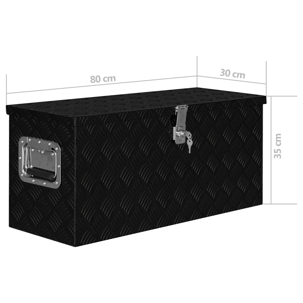 vidaXL Κουτί Αποθήκευσης Μαύρο 80 x 30 x 35 εκ. Αλουμινίου