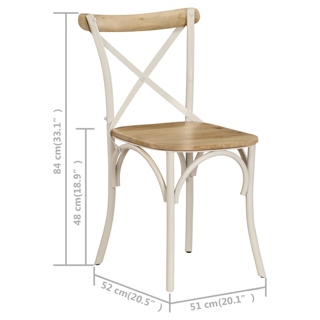 vidaXL Καρέκλες με Χιαστί Πλάτη 6 τεμ. Λευκές από Μασίφ Ξύλο Μάνγκο