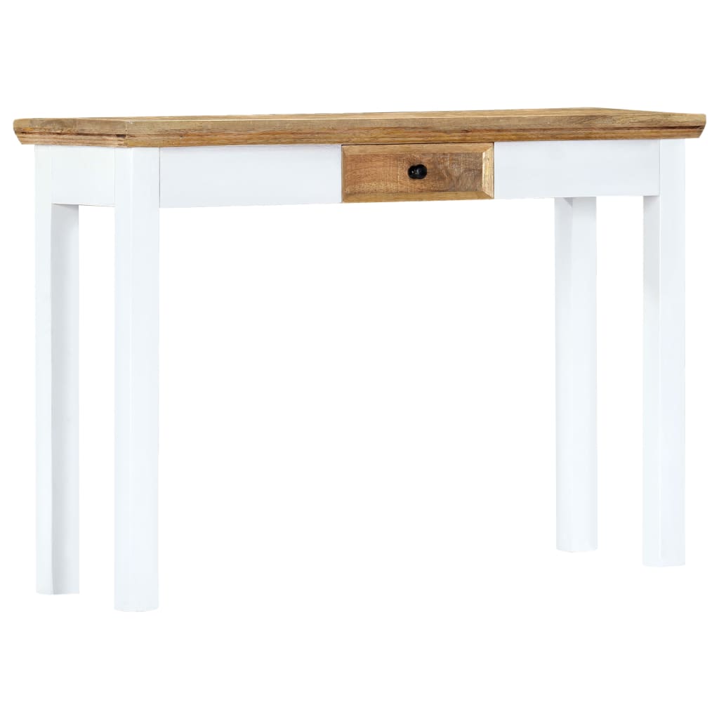 vidaXL Τραπέζι Κονσόλα Λευκό/Καφέ 110x35x75 εκ. από Μασίφ Ξύλο Μάνγκο