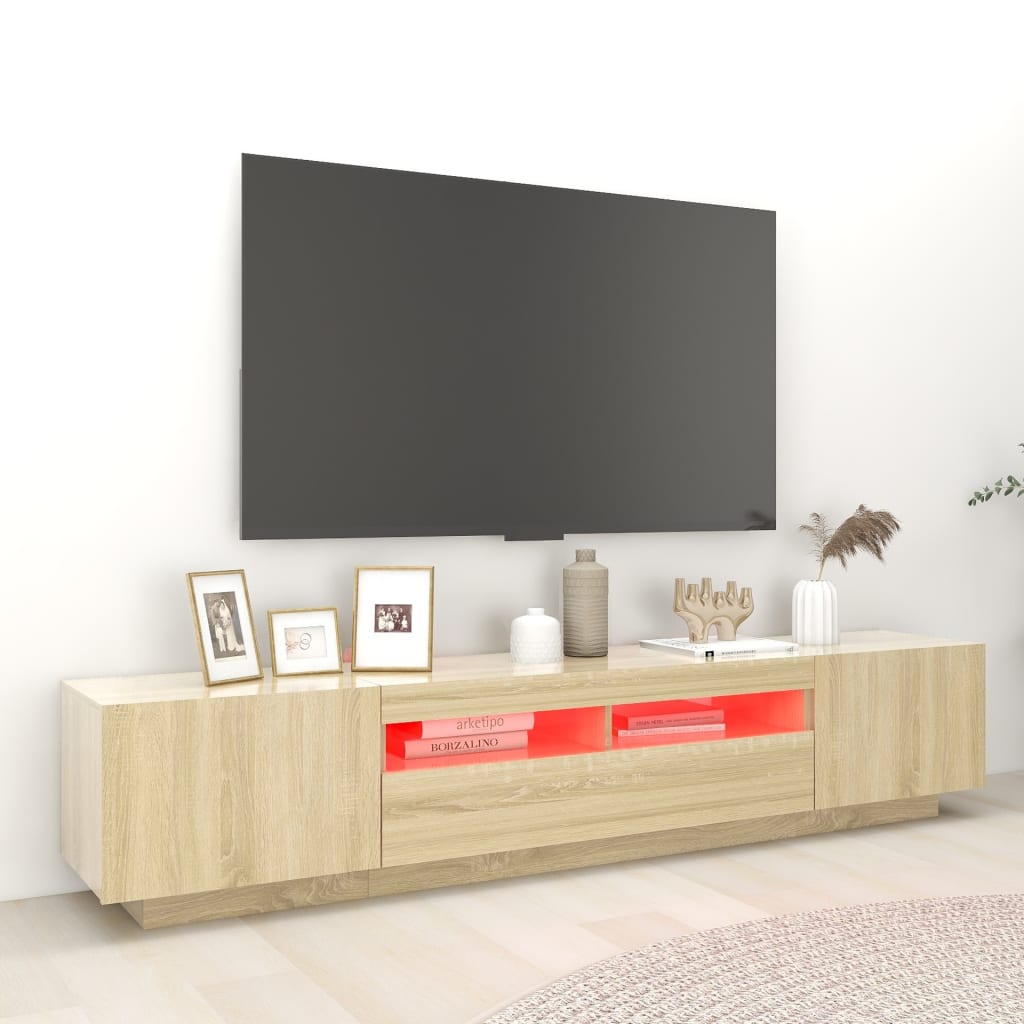 vidaXL Έπιπλο Τηλεόρασης με LED Sonoma Δρυς 200 x 35 x 40 εκ.