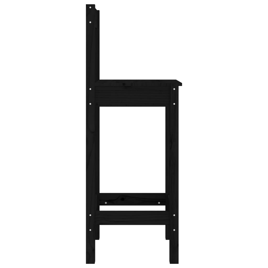 vidaXL Καρέκλες Μπαρ 2 τεμ. Μαύρο 40x41,5x112 εκ. Μασίφ Ξύλο Πεύκου