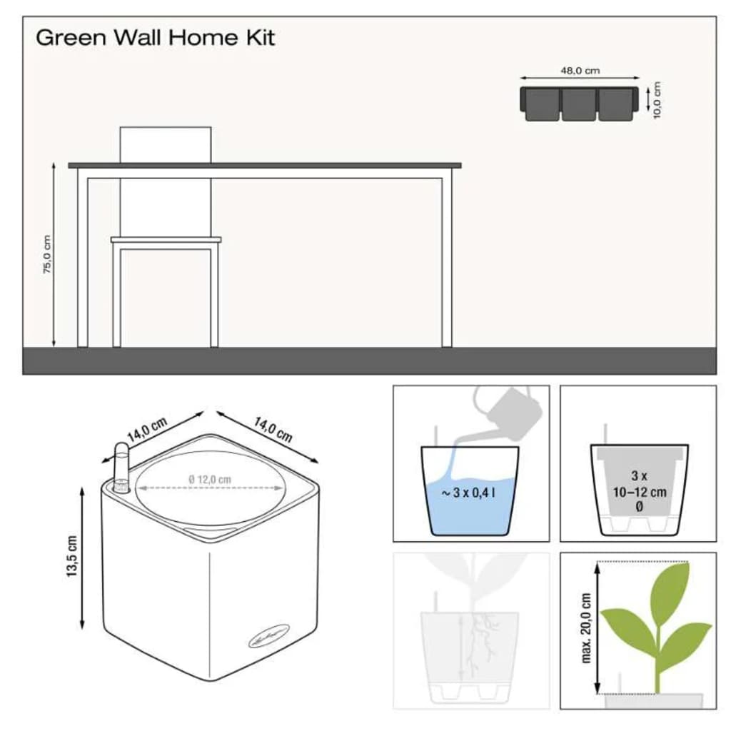 LECHUZA Γλάστρες Green Wall Home Kit 3 τεμ. Σκούρο Γκρι