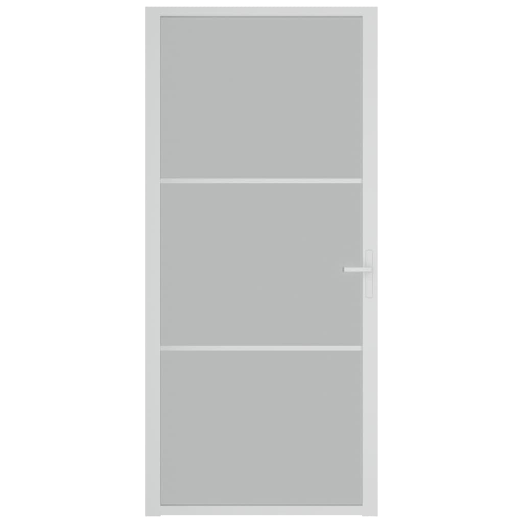 vidaXL Εσωτερική Πόρτα 93x201,5 εκ. Λευκό Ματ Γυαλί και Αλουμίνιο