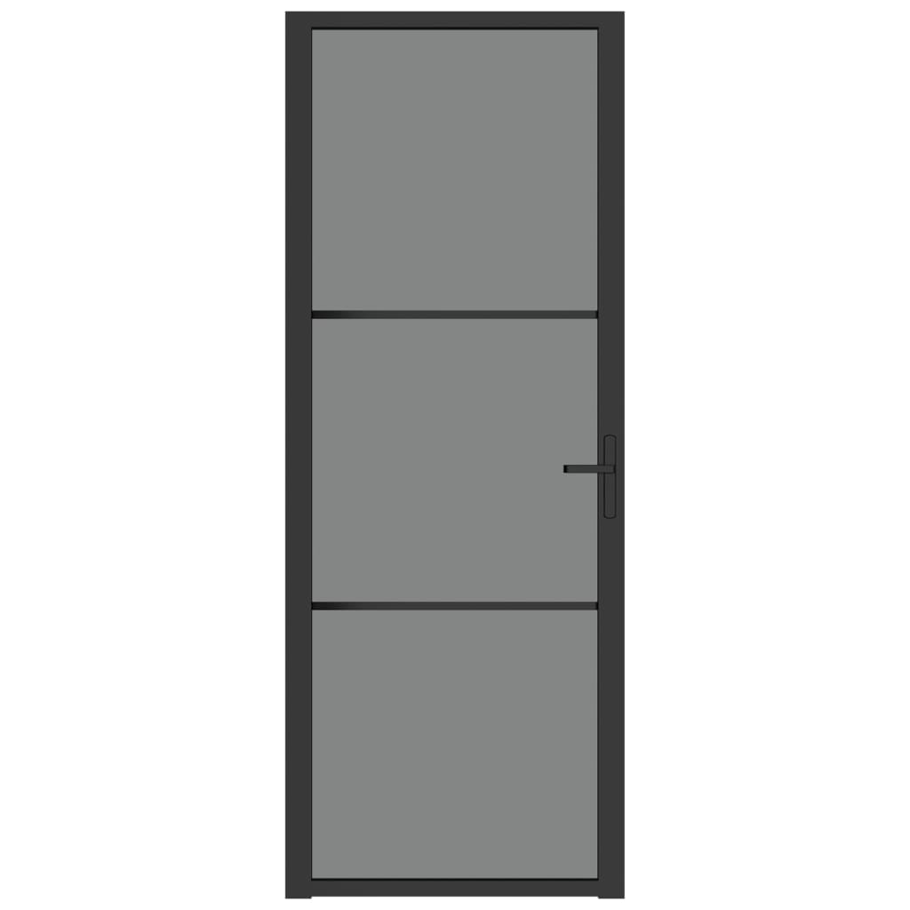 vidaXL Εσωτερική Πόρτα 76x201,5 εκ. Μαύρη ESG Γυαλί και Αλουμίνιο