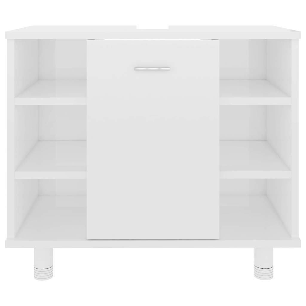 vidaXL Ντουλάπι Νιπτήρα Γυαλιστερό Λευκό 60x32x53,5 εκ. Μοριοσανίδα