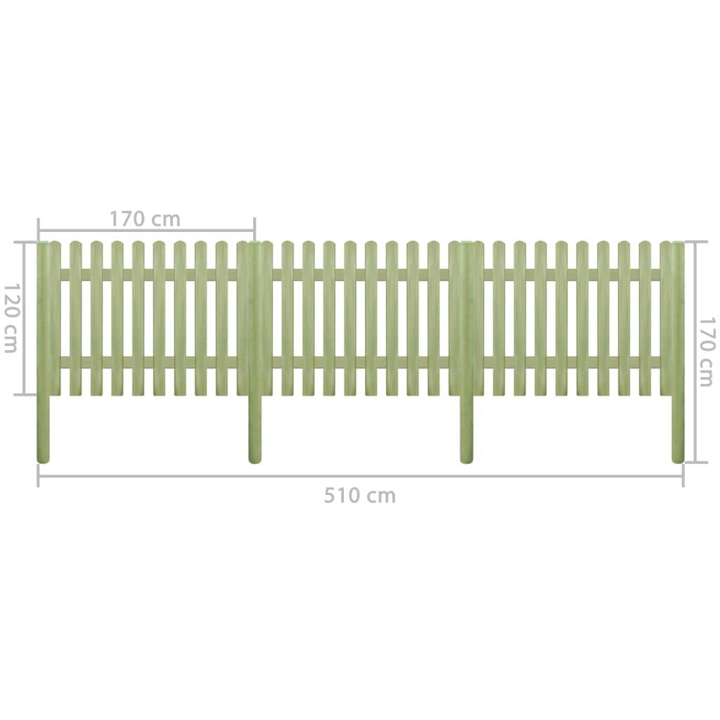 vidaXL Φράχτης Κήπου 5,1 μ. 170 εκ. 6/9 εκ. Εμποτισμένο Ξύλο Πεύκου