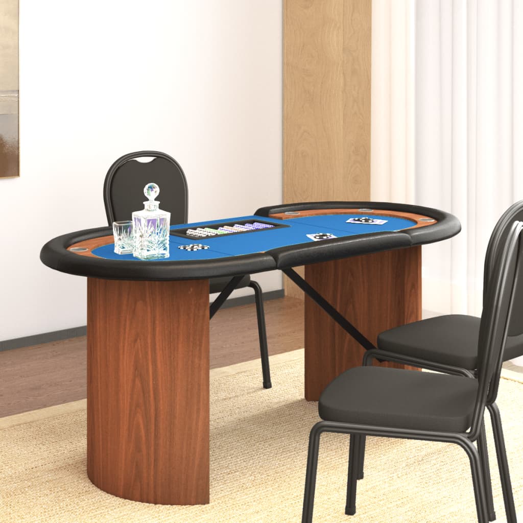 vidaXL Τραπέζι Πόκερ για 10 Παίκτες Δίσκος για Μάρκες Μπλε 160x80x75εκ