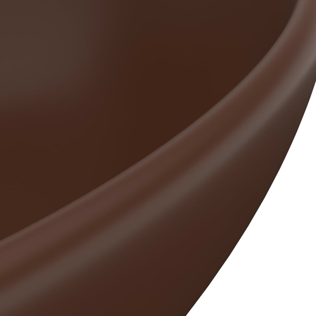 vidaXL Νιπτήρας Πολυτελής Οβάλ Σκούρο Καφέ Ματ 40 x 33 εκ. Κεραμικός