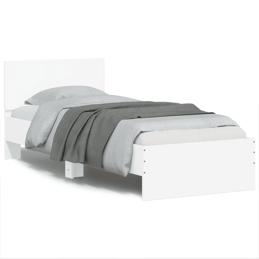 vidaXL Πλαίσιο Κρεβατιού με Κεφαλάρι Λευκό 75x190 εκ. Επεξ. Ξύλο