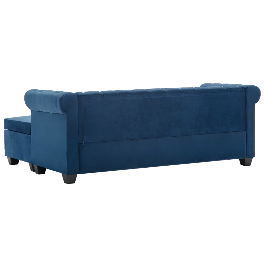 vidaXL Καναπές Γωνιακός Chesterfield Μπλε 199 x 142 x 72 εκ. Βελούδο