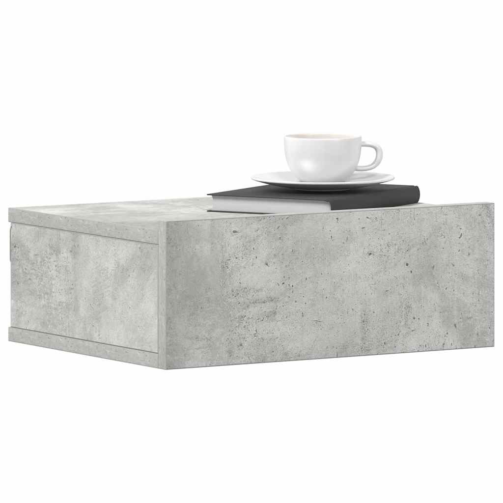 vidaXL Κομοδίνο Κρεμαστό Γκρι Σκυροδέματος 40x30x15 εκ. από Επεξ. Ξύλο