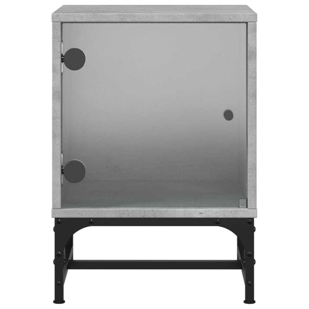 vidaXL Κομοδίνο Γκρι Σκυροδέματος 35x37x50 εκ. με Γυάλινη Πόρτα