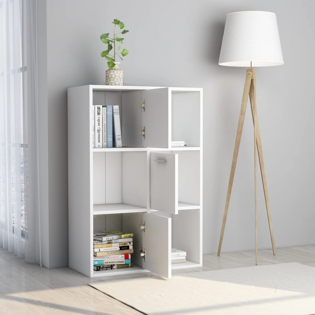 vidaXL Ραφιέρα με Ντουλάπια Λευκή 60 x 29,5 x 90 εκ. από Μοριοσανίδα