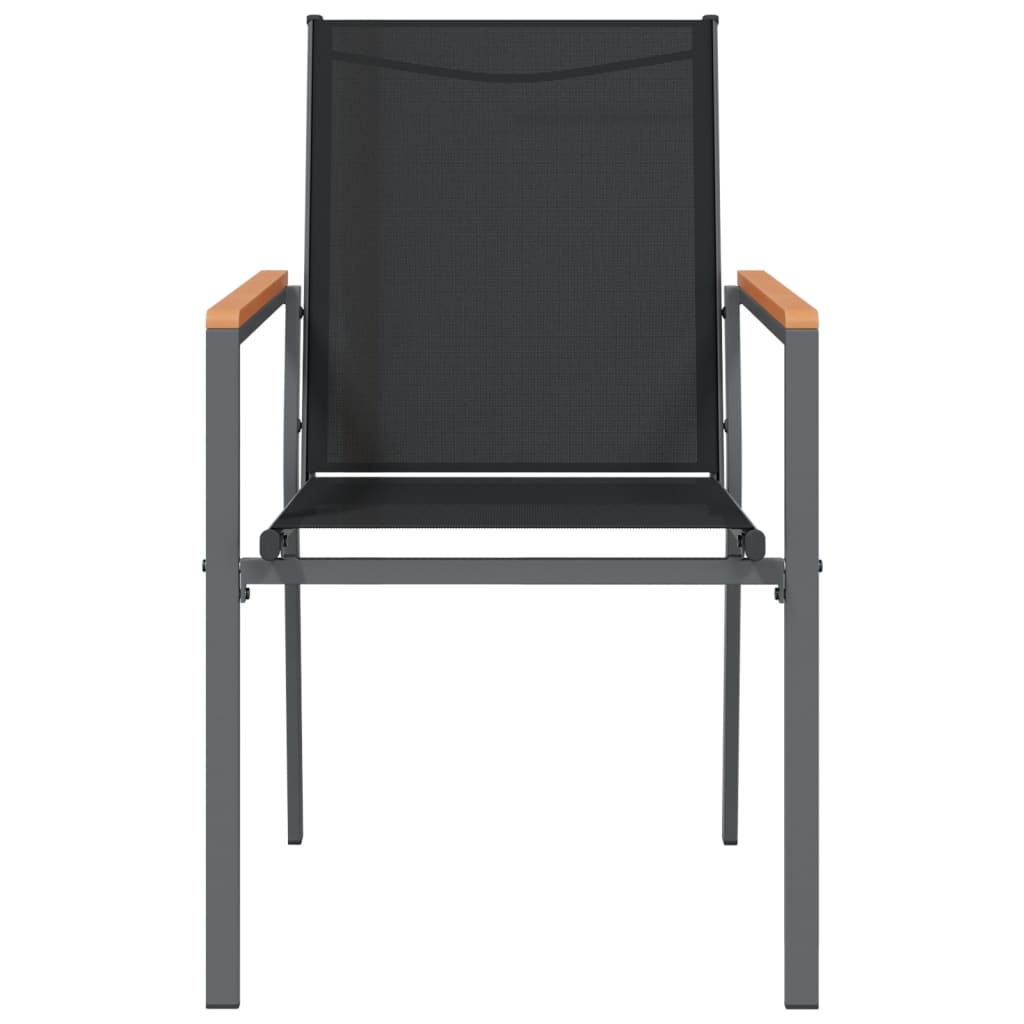 vidaXL Καρέκλες Κήπου 2 τεμ. Μαύρο 55x61,5x90 εκ. από Textilene/Ατσάλι