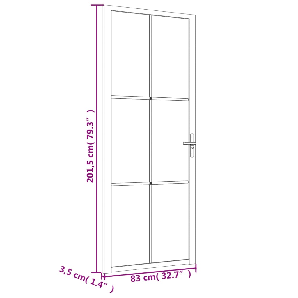vidaXL Εσωτερική Πόρτα 83x201,5 εκ. Λευκό ESG Γυαλί και Αλουμίνιο