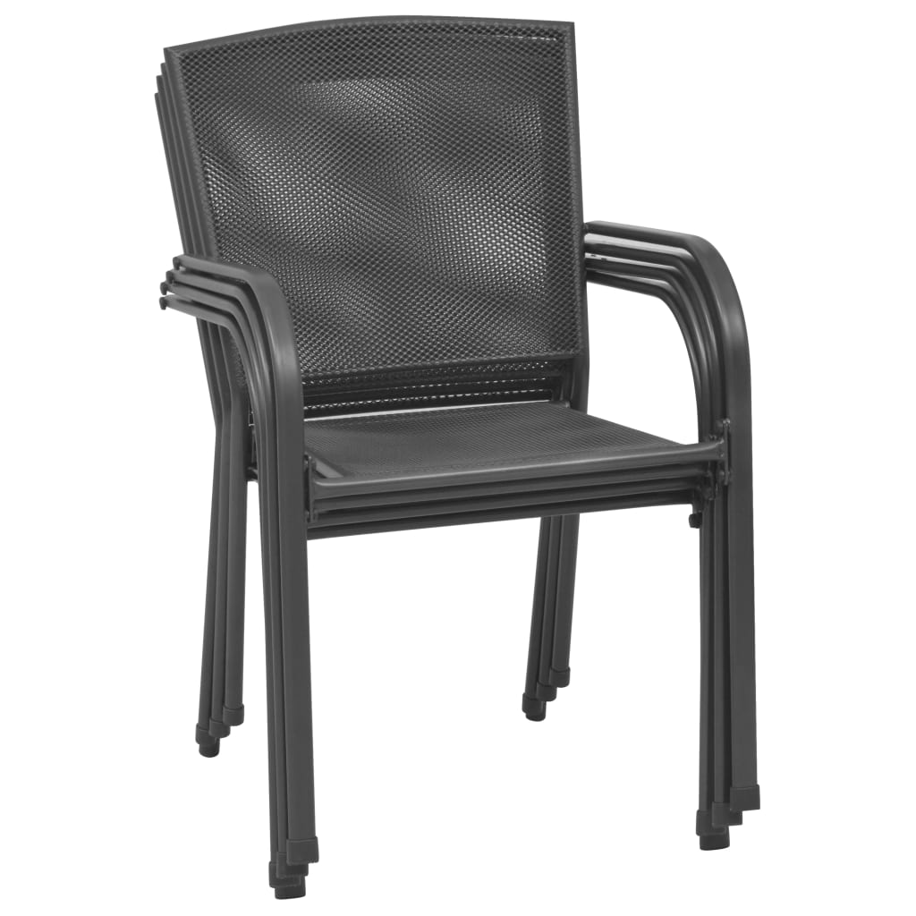 vidaXL Καρέκλες Εξωτερικού Χώρου με Πλέγμα 4 τεμ. Ανθρακί Ατσάλινες